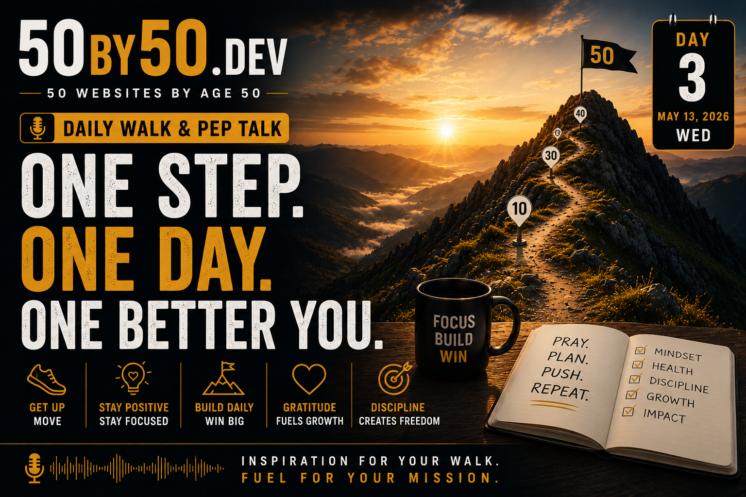 Episode 4 — Day 3 walk: building the 50-website factory engine — cover